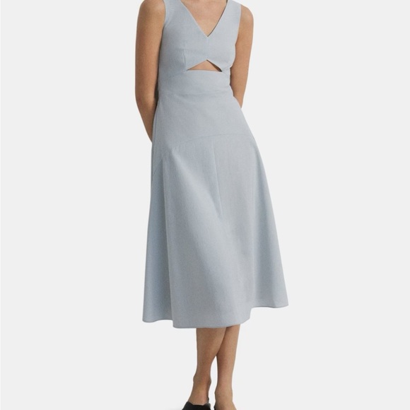 Theory Cutout Midi Dress in Crisp Poly $395!! NWT - Picture 3 of 5
